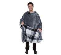 Snuggie Reversible- The Original Wearable Blanket With Sleeves, Warm, Cozy Soft Velveteen, Functional Blanket with Sleeves, Grey/Plaid, One Size