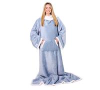 Snuggie Sherpa- The New & Improved Wearable Blanket That Has Sleeves, Warm, Cozy, Super Soft Sherpa, Functional Blanket with Sleeves & Pockets for Adult, Women, Men - Dusty Blue