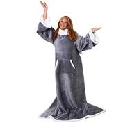 Snuggie ZASTION Sherpa- The Original Wearable Blanket That Has Sleeves, Warm, Cozy, Super Soft Sherpa, Functional Blanket with Sleeves & Pockets for Adult, Women, Men, As Seen On TV- Charcoal