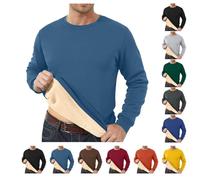 Snuggle Hoodie Mens Fleece Jumpers Round Neck Style Tops Trendy Loose Plus Velvet Thickened Long Sleeve Hoodless christmas Sweater Navy Xl