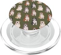 Snuggle Pup - Endearing Bulldog Pattern In Soft Olive PopSockets PopGrip for MagSafe