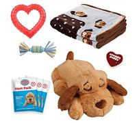Snuggle Puppy Original Essentials Starter Kit. Dog Heartbeat Toy and Calming Aid with 3 Heat Packs, Puppy Teething Chew Toy and Dog Blanket, Blue
