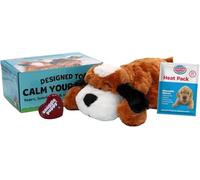 Snuggle Puppy Original Heartbeat Stuffed Toy for Dogs. Pet Anxiety Relief and Calming Aid, Comfort Toy for Behavioral Training in Brown and White