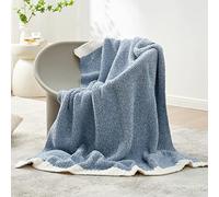 Snuggle Sac Blue Throw Blankets for Couch, Reversible Super Soft Warm Blankets Cozy Knit Blanket Fuzzy Plush Throws for Sofa, Bed, Gift, Heather Blue, 50 x 60 inches