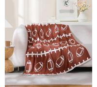 Snuggle Sac Brown Football Throw Blanket for Couch, Microfiber Fluffy Warm Cozy Fuzzy Reversible Rugby Name Blankets for Sofa, Chair, Bed, 50x60 inches