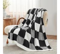 Snuggle Sac Checkered Throw Blanket, Black Buffalo Plaid Blankets Lux Microfiber Fuzzy Blanket for Couch, Reversible Cozy Knitted Blanket, Black White,50x60 inches