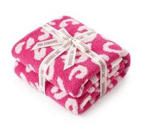 Snuggle Sac Hot Pink Leopard Throw Blanket for Couch - Ultra Soft Warm Plush Blanket, Reversible Cheetah Blanket for Sofa & Bed, Pink Leopard, 50x60 inches