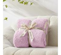 Snuggle Sac Lilac Throw Blanket for Couch, Super Soft Warm Blankets Cozy Knit Fuzzy Lightweight Throws for Sofa, Bed, Living Room, Heather Lilac, 50x70 inches