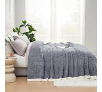 Snuggle Sac Oversized Navy Blanket, Twin XL Size for Bed | Reversible Super Soft & Cozy Knit Throw, Fuzzy Plush Fabric in Heather Navy, 66x90 inches