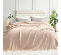 Snuggle Sac Queen Size Bedding Blanket Heather Beige, Super Soft Warm Bed Blankets Cozy Knit Fuzzy Plush Blankets for Bed, Heather Beige, 90"x90" Queen