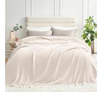 Snuggle Sac Queen Size Bedding Blanket Ivory, Oversized Super Soft Bed Blankets Warm Cozy Knit Fuzzy Microfiber Blankets for Bed, Heather Ivory, 90 x90