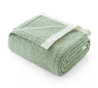 Snuggle Sac Ultra Soft Throw Blanket for Couch Bed Sofa 50x60 inches, Reversible Sage Green Blanket Microfiber Fluffy Fuzzy Cozy Knit Throws for Women Mothers Birthday Gifts