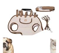 Snuggle Sling Dog Carrier, Hands Free Shoulder Yorkie Carrier, Dogs Full Body Lift Harness with Adjustable Leash with Small Puppy Treat Bag (Beige,L)