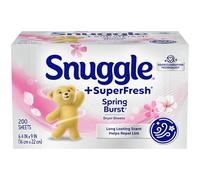 Snuggle SuperFresh Fabric Softener Dryer Sheets, 200 Count, Spring Burst, Long-Lasting Fresh & Clean Scent, Helps Eliminate Odor, Softens Fabric, Reduces Static & Fights Wrinkles, HE Safe