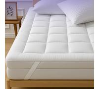 SNUGGLEA 10CM Super King Mattress Topper - Premium 1200GSM Fibre Filling for Ultimate Comfort, 4 Inch Mattress Topper Super Kingsize bed with 4 Adjustable Strong Straps, Extra Thick, White (183x200cm)