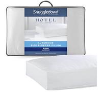 Snuggledown Hotel Side Sleeper Pillow - Firm Box Wall Support for Back & Side Sleepers | Breathable & Non-Allergenic 100% Cotton Cover, UK-Made & Washable (38 x 64cm)