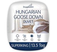 Snuggledown Hungarian Goose Down Super King Duvet - 13.5 Tog UK-Made Luxury Quilt, Ethically Sourced 80% Down, 300tc Jacquard Cotton Cover - Extra Cosy & Thick for Cold Winter Nights (260 x 220cm)