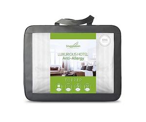 Snuggledown Luxurious Hotel Anti Allergy Mattress Topper Kingsize Bed - Bouncy & Soft Premium Anti Bacterial Mattress Cover - Luxury, Comfortable, Hypoallergenic, Machine Washable (150cm x 200cm)