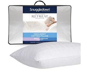 Snuggledown Luxury Cotton Pillow - Hotel Quality Ultra-Soft Pillows for Restful Sleep | UK-Made, 300tc Jacquard Cotton Cover, Non-Allergenic & Washable (48 x 74cm)