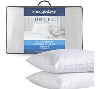 Snuggledown Luxury Cotton Pillows 2 Pack - Hotel Quality Ultra-Soft Cluster Fibre Filled Pillows for Back & Side Sleepers | 100% Cotton Cover, UK-Made, Non-Allergenic & Washable (48 x 74cm)