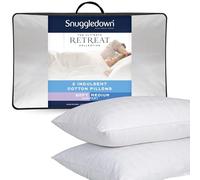 Snuggledown Indulgent Cotton Pillows 2 Pack - Hotel Quality UK-Made Premium Bed Pillow, Back & Neck Pain Relief - Jacquard 300tc Cotton Cover, Breathable & Hypoallergenic Luxury Comfort (48 x 74cm)