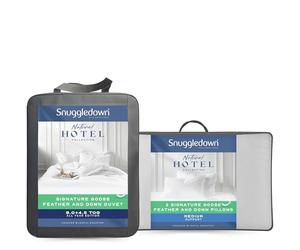 Snuggledown Luxury Goose Feather & Down Single Duvet 13.5 Tog & 2 Pillows - Ethically Sourced 85:15 Blend, All Seasons 4.5 + 9 Tog Combination Quilt | UK-Made, Cotton Cover, Washable (135 x 200cm)