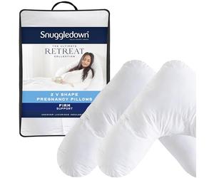 Snuggledown Pregnancy V Shaped Pillows 2 Pack - Luxury Orthopedic Support for Maternity, Reading & Sitting Up in Bed | 100% Cotton, Non-Allergenic, Washable & UK-Made (84 x 35cm)