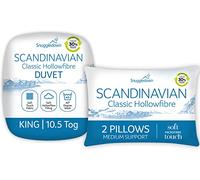 Snuggledown Soft Touch King Size Duvet 10.5 Tog & 2 Pillows - All-Year Round Premium Breathable Quilt for All Seasons | UK-Made, Satin Striped Cover, Non-Allergenic, Machine Washable (225 x 220cm)