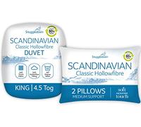 Snuggledown Soft Touch King Size Duvet 4.5 Tog & 2 Pillows - Lightweight & Breathable Cool Summer Quilt for Hot Sleepers | UK-Made, Satin Striped Cover, Non-Allergenic, Machine Washable (225 x 220cm)