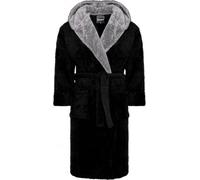 SnuggleME Dressing Gowns for Men | Super Soft Snuggle Hooded Dressing Gown | Men's Warm and Cozy Fleece Nightwear Robe | Gifts for Him L BLACK/grey