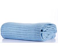 Snugglemore 100% Cotton Cellular Blanket with plain hemmed finish (Blue, King 260cm x 230cm)