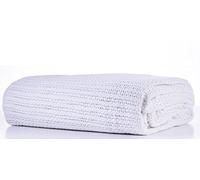 Snugglemore 100% Cotton Cellular Blanket with plain hemmed finish (White, Single 180cm x 230cm)