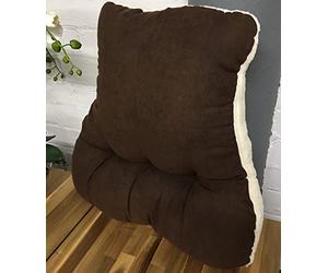 Snugglemore Back Support Lumbar Cushion Sherpa Fleece With Faux Suede Reverse Pain Relief Armchair Car Office (Brown)