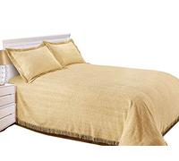 Snugglemore Luxury Candlewick Bedspread Traditional Bed Throw Size Single Double & King (Double, Harvest)