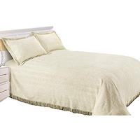 Snugglemore Luxury Candlewick Bedspread Traditional Bed Throw Size Single Double & King (Double, Natural)