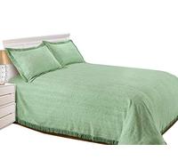Snugglemore Luxury Candlewick Bedspread Traditional Bed Throw Size Single Double & King (King, Green)