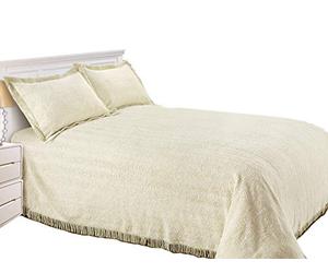 Snugglemore Luxury Candlewick Bedspread Traditional Bed Throw Size Single Double & King (King, Natural)