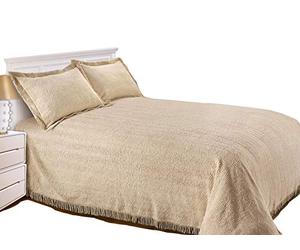 Snugglemore Luxury Candlewick Bedspread Traditional Bed Throw Size Single Double & King (Single, Barley)