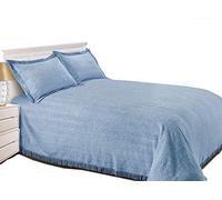 Snugglemore Luxury Candlewick Bedspread Traditional Bed Throw Size Single Double & King (Single, Blue)