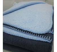 Snugglemore Luxury Reversible Cotton Rich Fleece Blanket Throw Single, Double and King (Navy/Light Blue, Double)