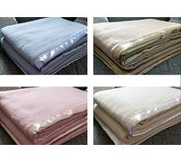 Snugglemore New and Improved Traditional 100% Pure Wool Solid Weave Blanket Throw with Satin Ribbon Trim (Blue, King Size)