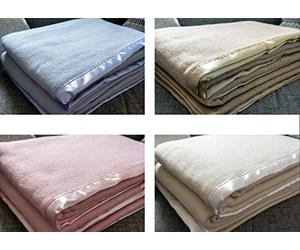 Snugglemore New and Improved Traditional 100% Pure Wool Solid Weave Blanket Throw with Satin Ribbon Trim (Camel, Single)