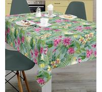 Snugglemore Tropical Paradise PVC Tablecloth Kitchen Outdoor With Parasol Hole (137cm x 228cm With Hole)