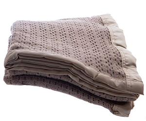 Snugglemore Pure Wool Cellular Blanket Lightweight Luxury Satin All-Round Border (Double 230 x 230cm, Camel)