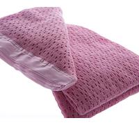 Snugglemore Pure Wool Cellular Blanket Lightweight Luxury Satin All-Round Border (King 260 x 230cm, Pink)