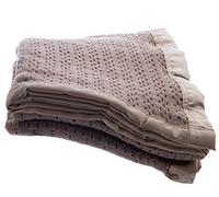 Snugglemore Pure Wool Cellular Blanket Lightweight Luxury Satin All-Round Border (Single 180 x 230cm, Camel)