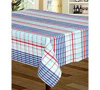 Snugglemore Seersucker Tablecloth 100% Cotton Check Kitchen Dining Outdoor Garden Table Linen in 5 Colours (Biscay, 50" x 50")