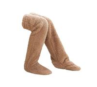 SnugglePaws Sock Slippers | Snuggle Paws Sock Slippers, Cute Warm Socking Leg Cover Knee Socks Leg warmers Slipper Socks, High Fuzzy Long Socks Plush Slipper, Winter Home Sleeping Socks (Brown)