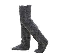 SnugglePaws Sock Slippers | Snuggle Paws Sock Slippers, Cute Warm Socking Leg Cover Knee Socks Leg warmers Slipper Socks, High Fuzzy Long Socks Plush Slipper, Winter Home Sleeping Socks (Dark Gray)