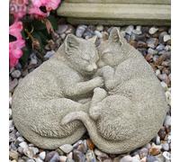 Snuggling Cats Stone Statue | Kitten Sculpture Garden Decoration Outdoor Gift